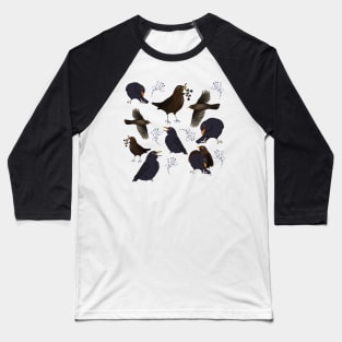 Blackbirds and berries pattern Baseball T-Shirt